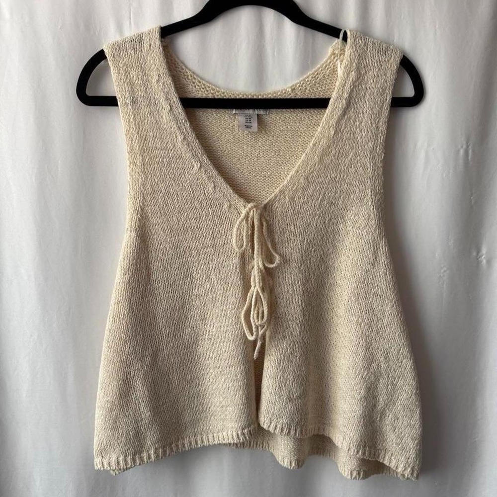 Cream Knit Front Tie Tank Size M